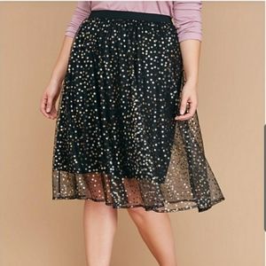 NWT Lane Bryant 14/16 Black Gold Star Mesh Midi Skirt